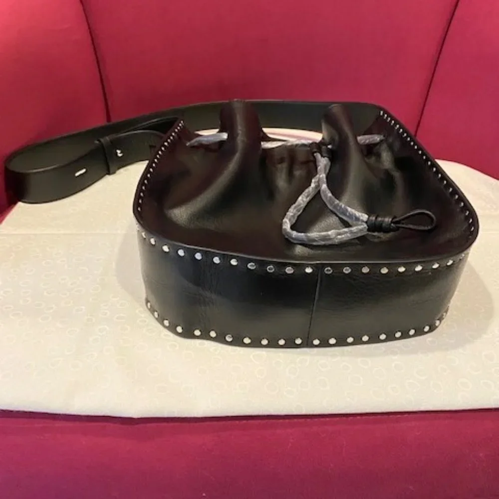 REBECCA MINKOFF BLACK LEATHER NANINE STUDDED SHOULDER BAG - Picture 8 of 8